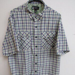 Alaskan Hardgear Sockeye Green/Blue Plaid Short-Sleeve Vented Fishing Shirt XLT